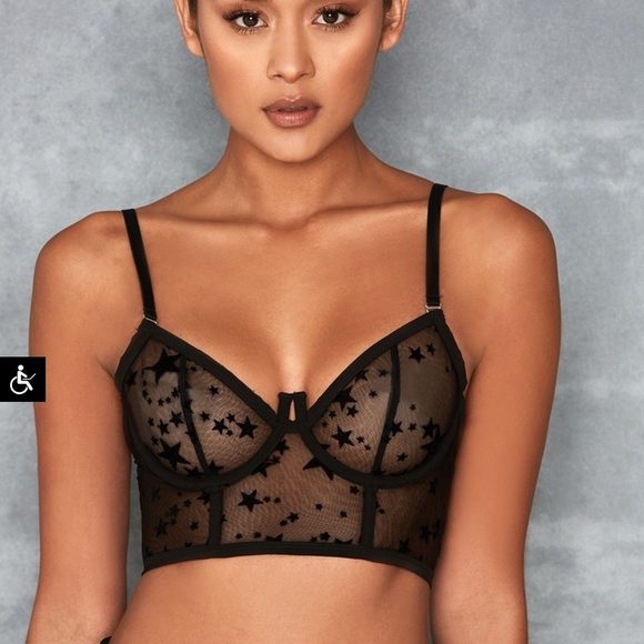 Mistress Rocks Paramour Black Lace Mesh Bra - Picture 1 of 6